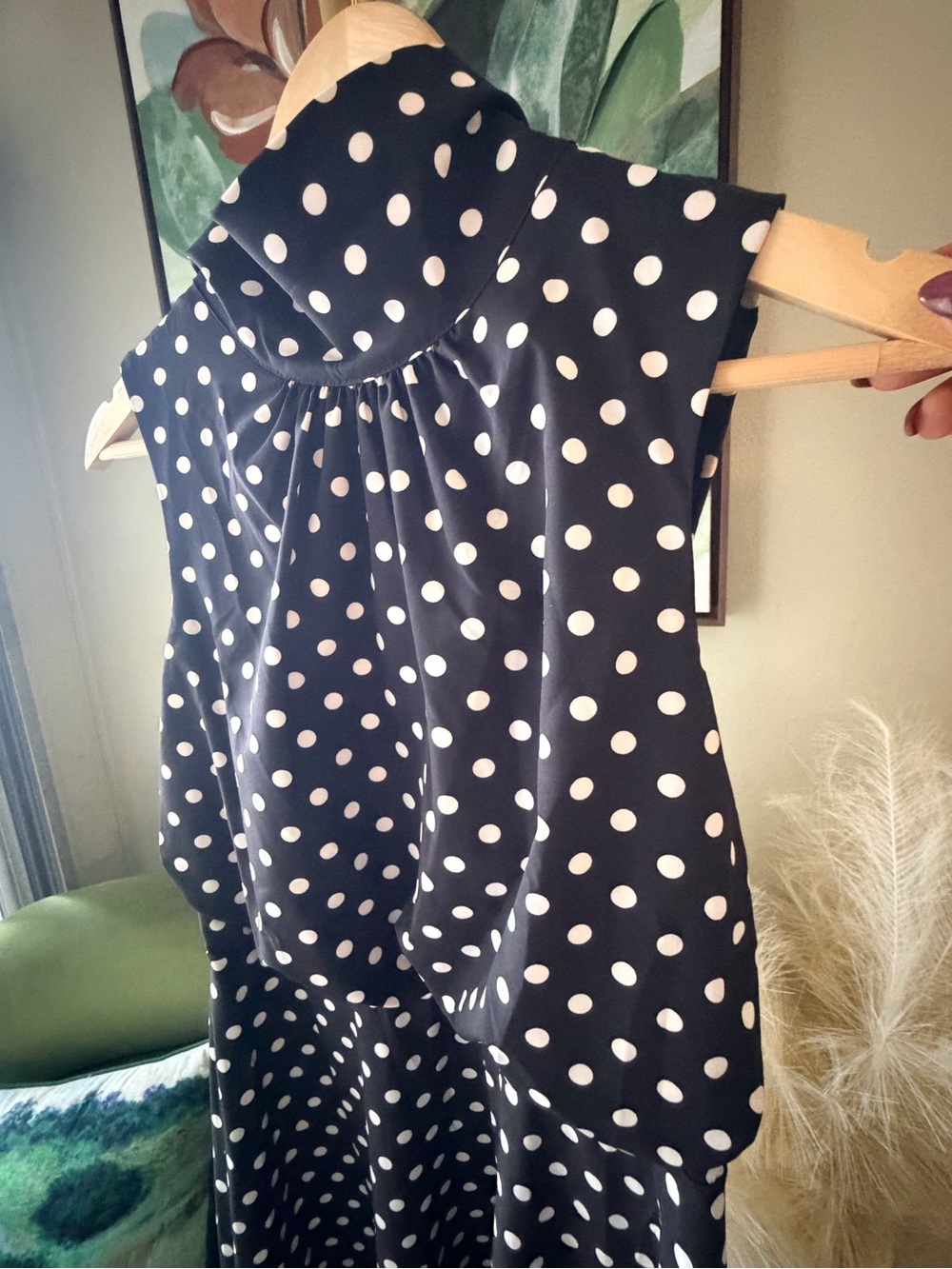 Karl Lagerfeld Paris Polka Dot Bow Neck Sleeveless Maxi Dress Size 6 - Picture 9 of 11